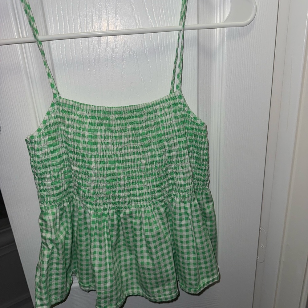 Green Gingham Women's Top